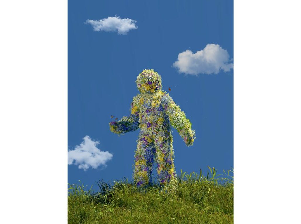 FLOURISH standing flower figure in a field