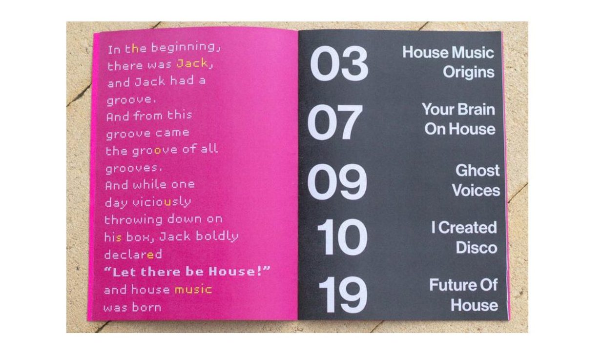 HOME zine spread with numbered contents