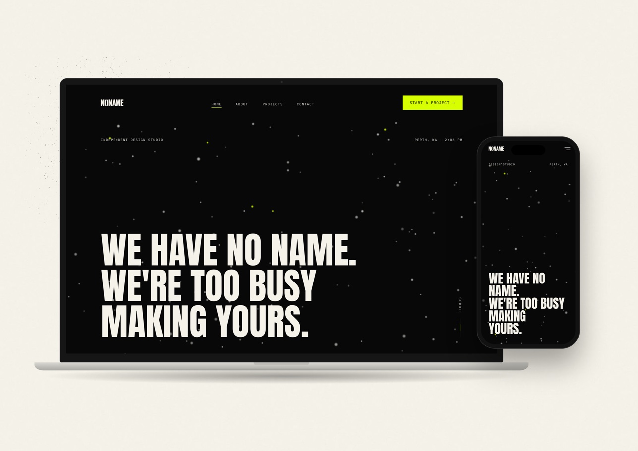 NONAME website on a laptop and a phone