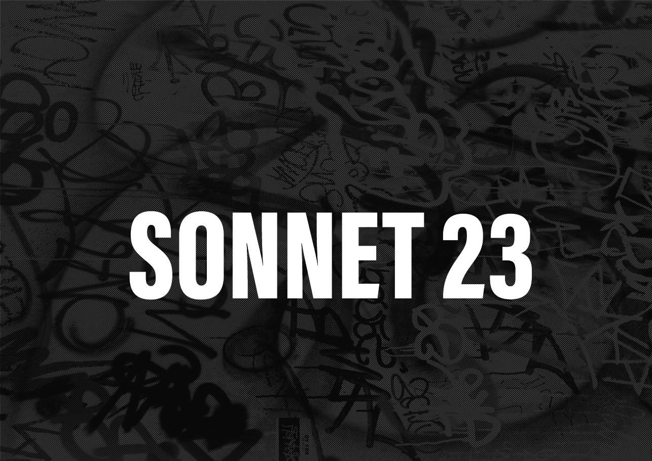 SONNET23 brandmark over spray-painted texture