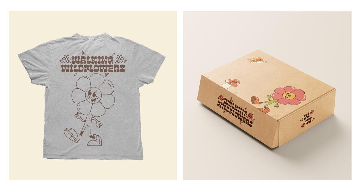 Walking Wildflowerz t-shirt and packaging